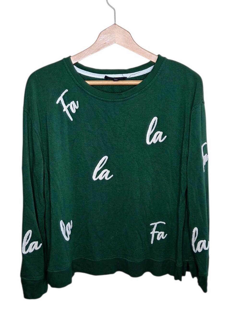 Jane & Delancey Dark Green Holiday Fa La La Graphic Sweatshirt Size Large